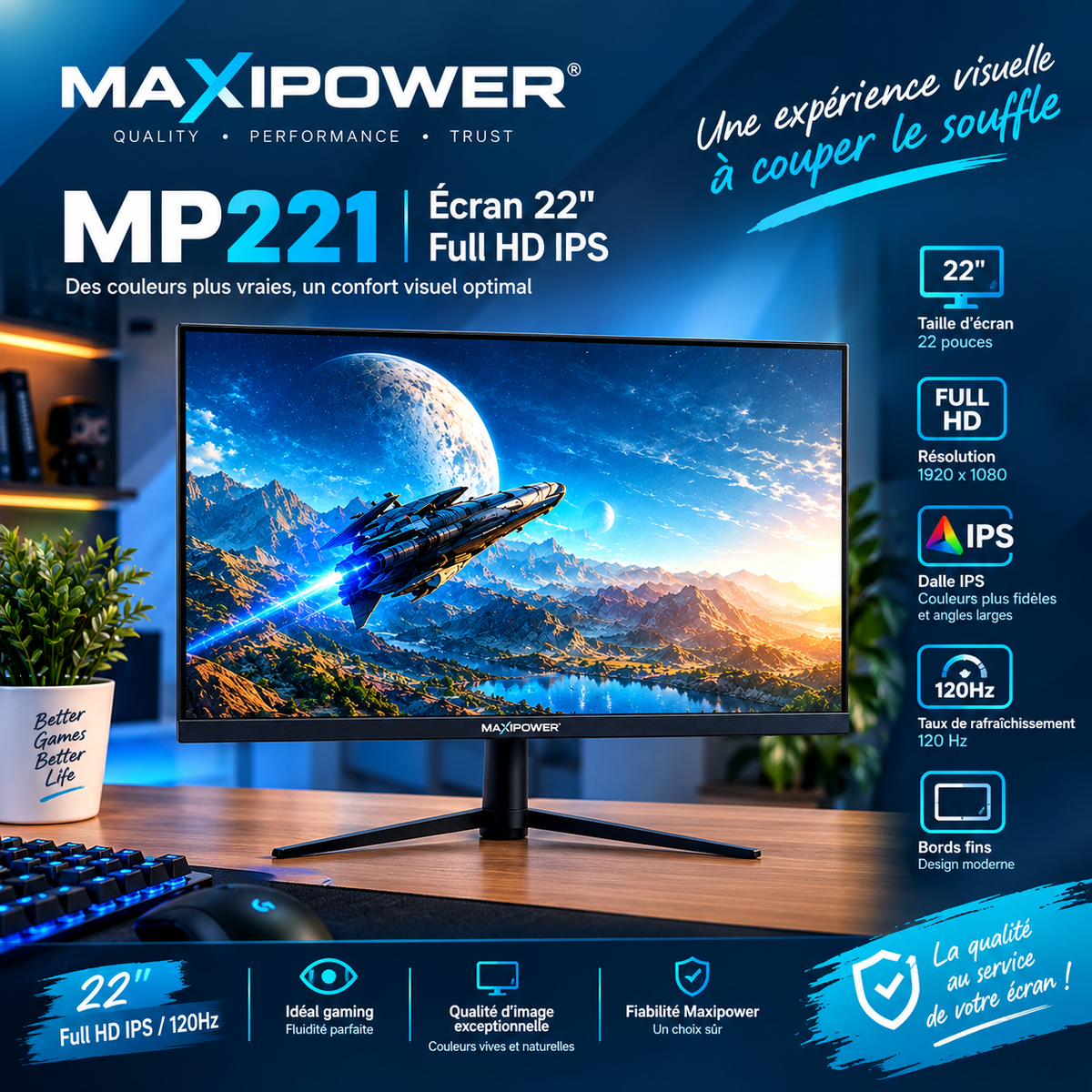 Ecran MAXIPOWER 22" 120Hz